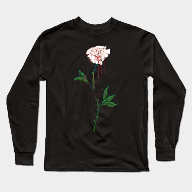 White Rose Dripping with Blood Long Sleeve T-Shirt by AidanThomas